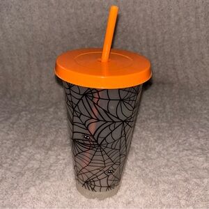 Spider Web Tumbler with Orange Lid